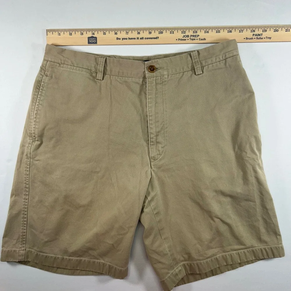 Nautica Clipper Mens 34W Relaxed Fit Chino Shorts Khaki Tan Cotton Casual Flat